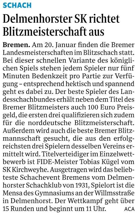 Ankündgung Blitzschachmeisterschaft 2024 WK 11.1.24